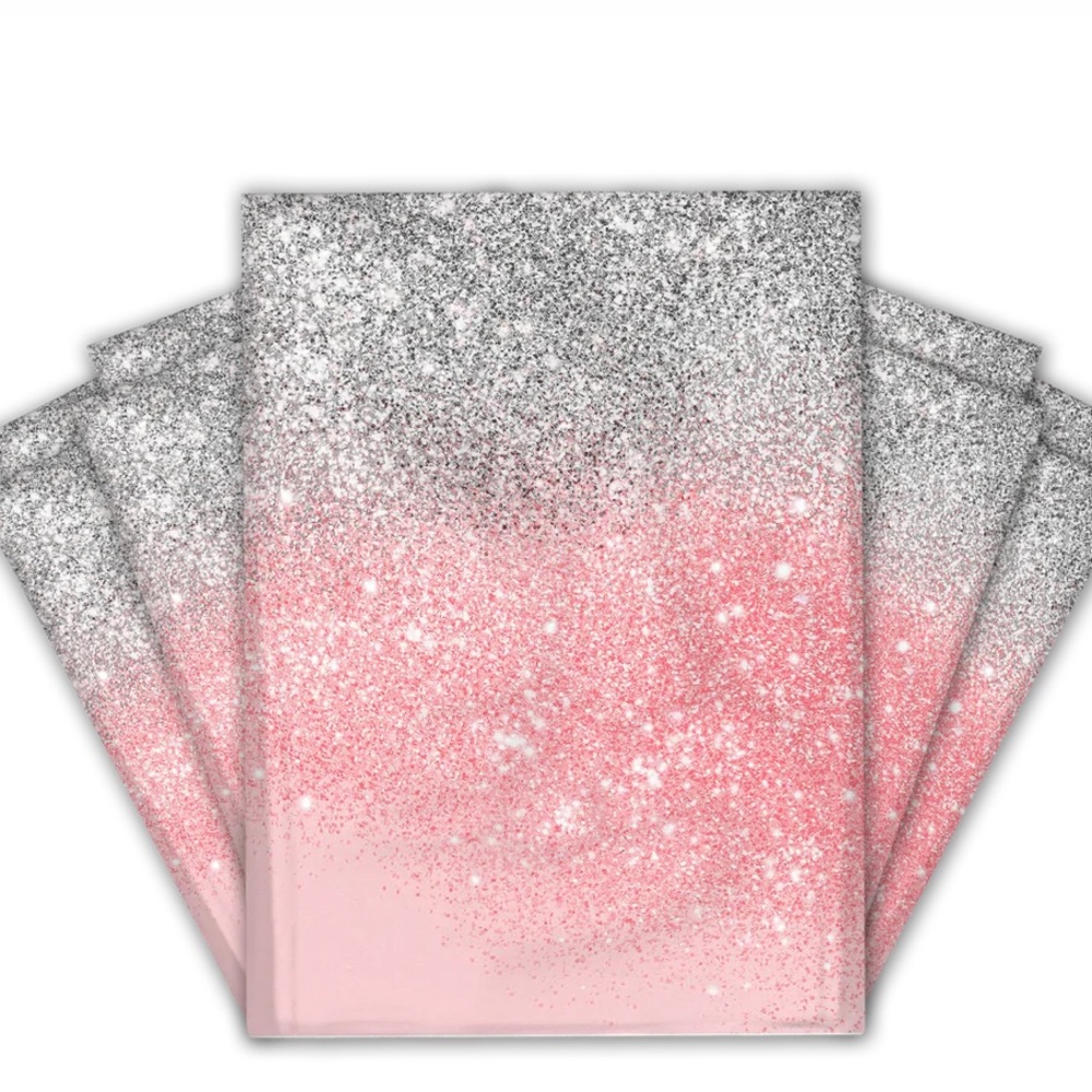 💓20 Designer gray & pink confetti Poly Mailers 10 x 13 inch